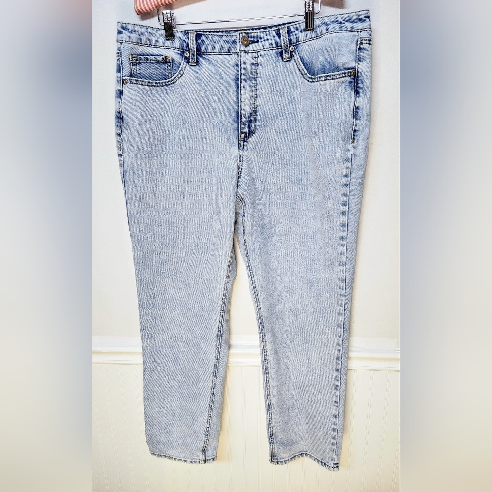 Seven7 Womens Jeans Blue Denim Slim Straight Leg Mid Rise Stretch 14 0002